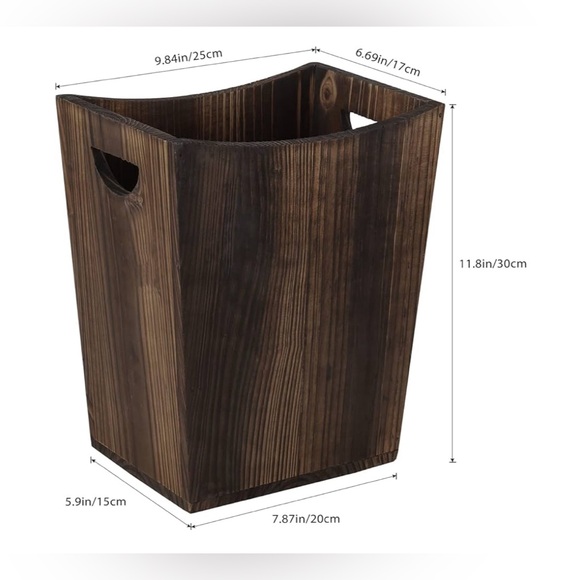 Mooace rustic wood wastebasket - Picture 3 of 10